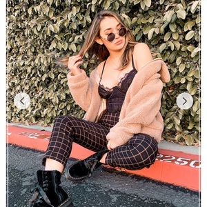 Grid print ankle trousers